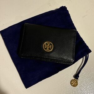 Tory Burch Black Card Holder with Gold Emblem